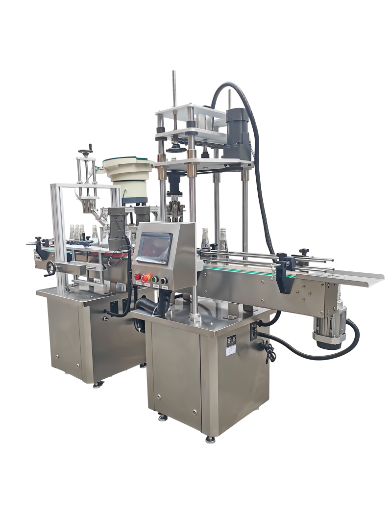 Threaded aluminum cap locking machine