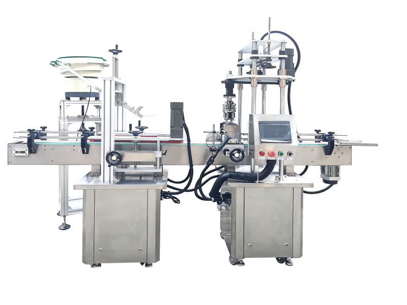 Threaded aluminum cap locking machine