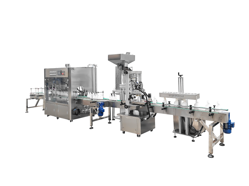 Double track filling top cap screw cap aluminum foil sealing line