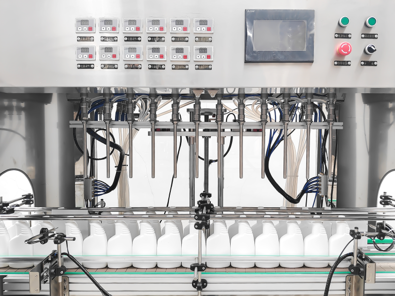 Double track filling top cap screw cap aluminum foil sealing line