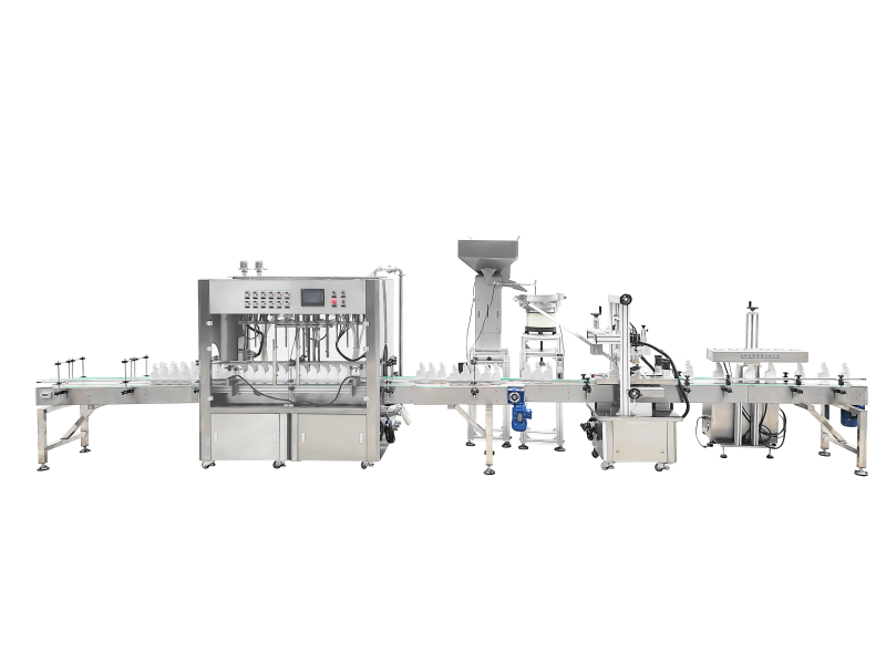 Double track filling top cap screw cap aluminum foil sealing line