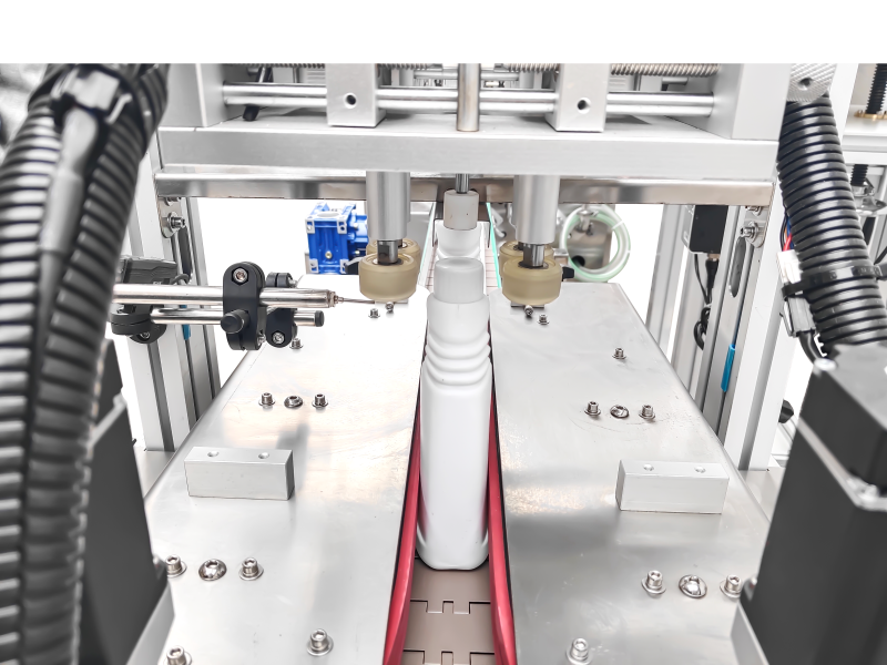 Double track filling top cap screw cap aluminum foil sealing line