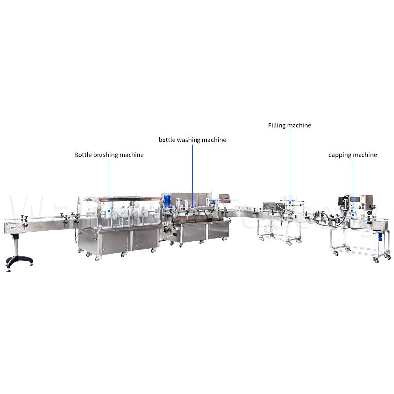 Brush washing bottle filling capping machine