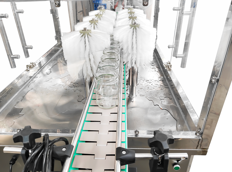 Brush washing bottle filling capping machine