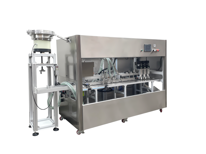 Self-supporting bag three-head cabinet filling machine