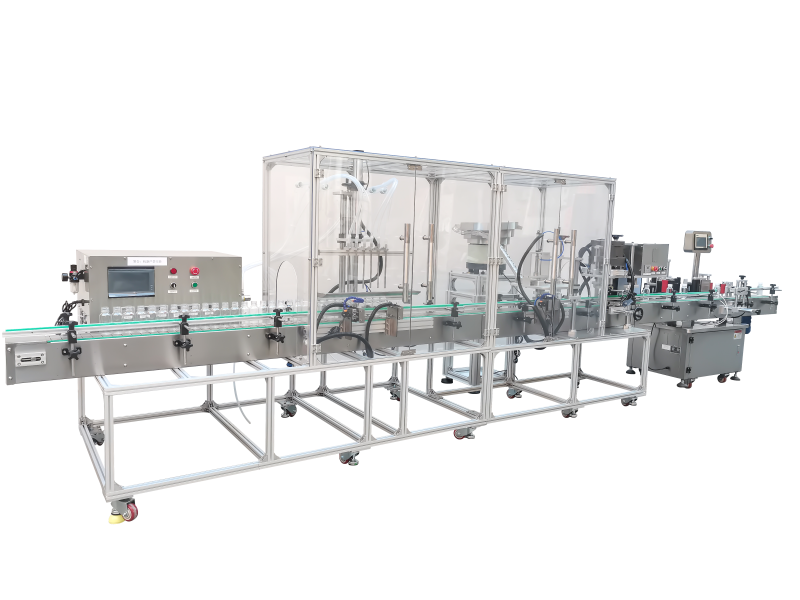 Automatic 6-head filling, capping, screw-capping, light inspection, labeling and coding production line