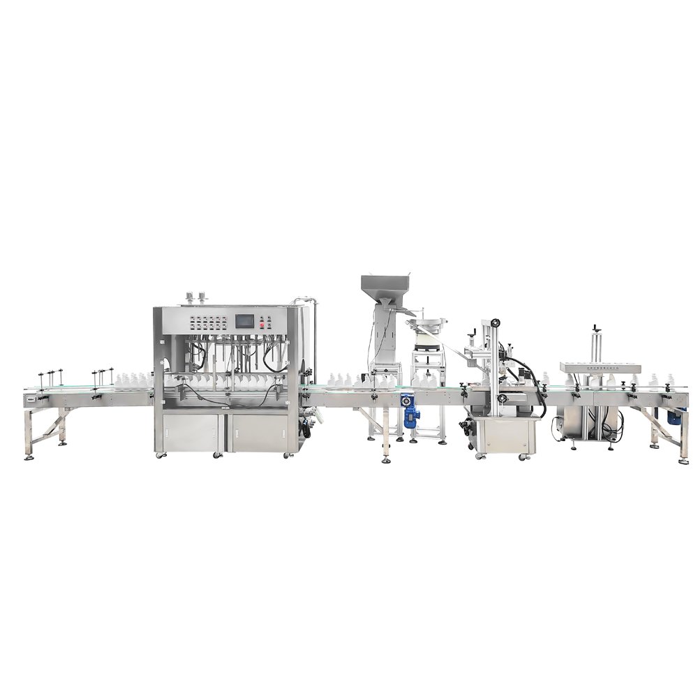 Double track filling top cap screw cap aluminum foil sealing line