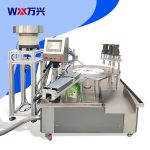 Three-head rotary stand-up pouch filling machine, liquid detergent, dishwashing liquid, shampoo self-filling packaging machine